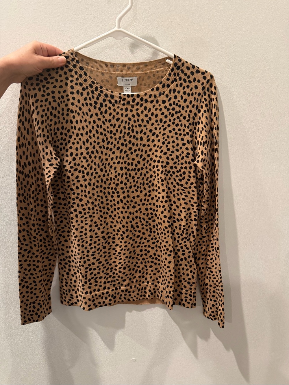 J. Crew Tan and Black Leopard-Print Long-Sleeve Tee